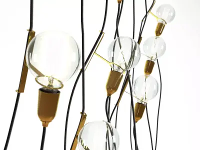 Dinn series of light bulbs hanging from wires 3D model