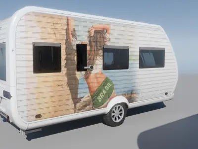 Trailer house in 10 variant with interior Low-poly 3D model