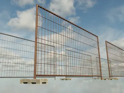 Fence Collection brick with two iron balls 3D Model Pack