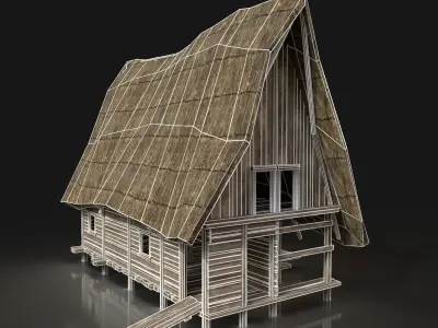 Next Gen AAA FANTASY MEDIEVAL WOODEN HOUSE VILLAGE THATCHED HUT Low-poly 3D model