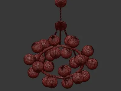 Arya 25 Light Satin Gold Chandelier 3D model