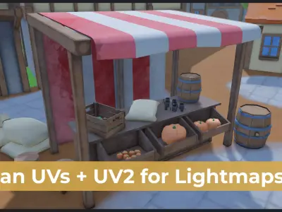 Stylized Medieval Settlement Low Poly Low-poly 3D model