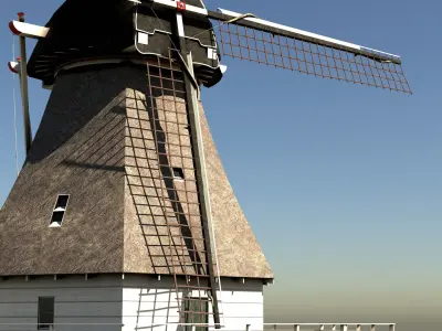 Windmill - Smock mill Low-poly 3D model