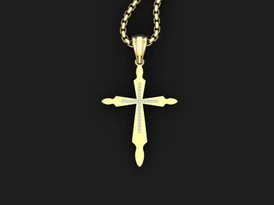 High Cross Pendant Light Gold 18K 3CP028 3D print model