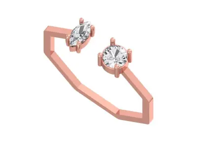 Open End Women Light Weight Band Round Marquise stone Ring 3D print model