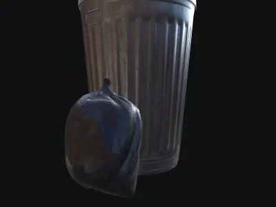 Trash Can Low-poly 3D model 18