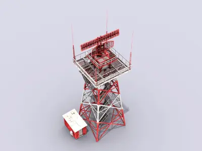 Big Radar Tower Low-poly 3D model