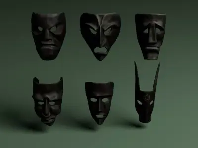 Sardinian Masks Low-poly 3D model