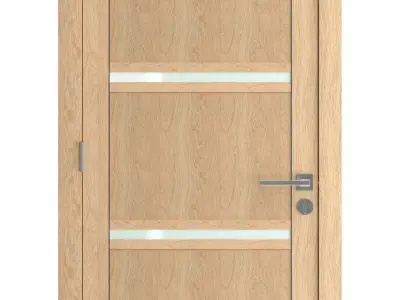 Door-038 wooden door with glass panels 3D model