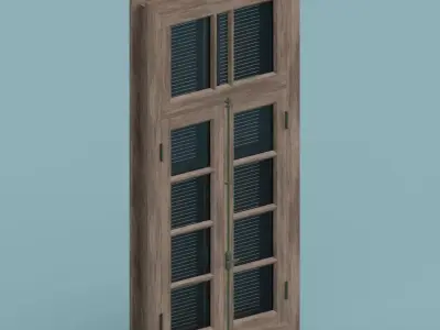 Wood Window Low-poly 3D model