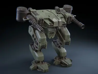Animated Mech Low-poly 3D model