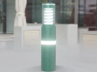 Low-Poly Moss Green Light Column 7 - Street Light Set-9 Low-poly 3D model