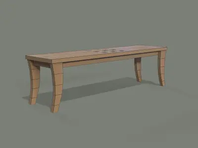 wooden bench Low-poly 3D model