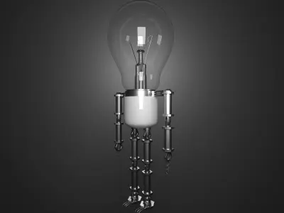 Light Bulb Robot Rigged 3D model
