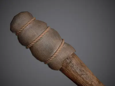 Wooden Torch Low-poly 3D model