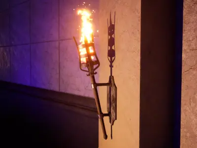 Medieval-Inspired Wall Torch Low-poly 3D model