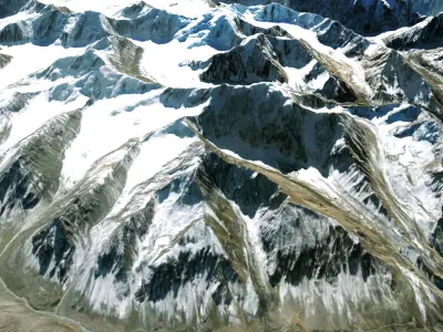  Mountain landscape Baspa Bamak Glacier India 3D model
