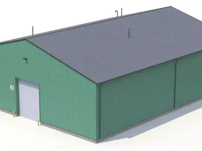 Green Industrial Building 39 PBR  Low-poly 3D model