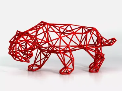 Saber Toothed Tiger Wireframe 3D print model