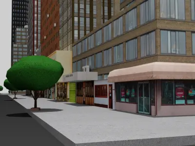 City Downtown Skyscraper Low-poly 3D model