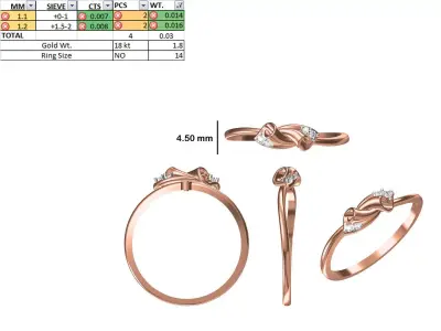 Women Light Weight Ring STL OBJ FBX JCD Details 3D print model