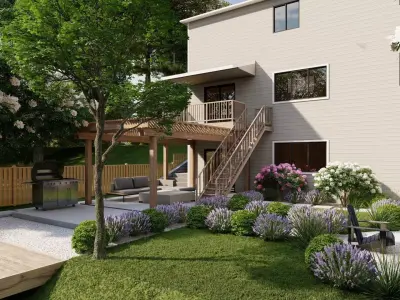 3D Exterior Scene 3D model design garden and landscape 3D 3D model