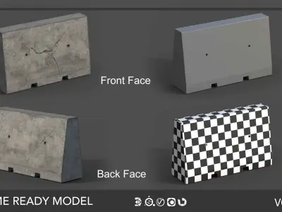 10 Newjersey Barriers Low-poly 3D model