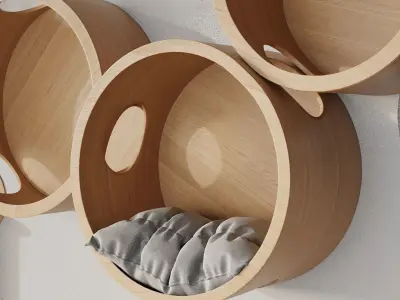 Wooden Home for Cats 2 colors 3D model