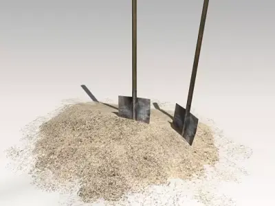 Spades in sand Low-poly 3D model