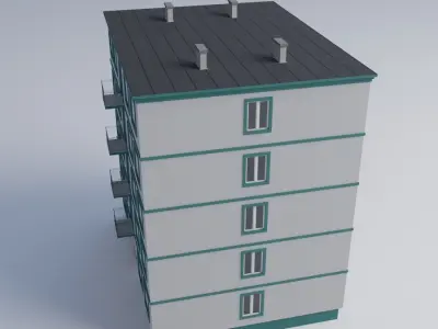 Apartment building 3D model 16