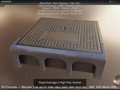 Road Drainage 2 High-Poly and Low-Poly 3D Model Pack