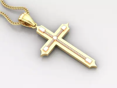 High Cross Pendant Light Gold 18K 4CP086 3D print model