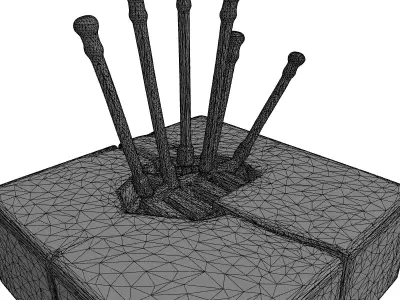Industrial Concrete Base with Rebar Low-poly 3D model