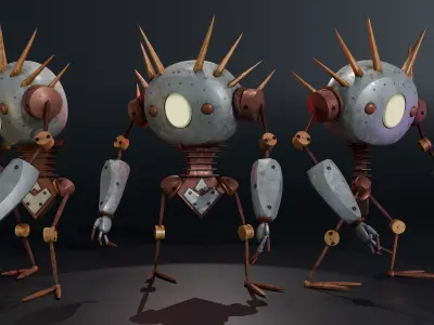 Barbed Beast Bot Low-poly 3D model