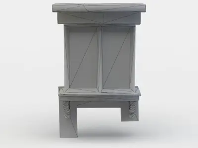 Dormer wooden cabinet with glass doors Low-poly 3D model