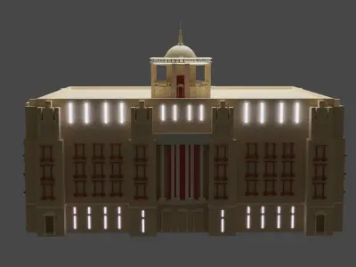 China Bank Architecture Building Construction  Low-poly 3D model