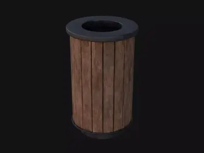 Street Trash Can Low-poly 3D model order