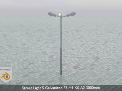 Street Light 5 Galvanized F3 M1 K0 A2 3000mm Low-poly 3D model