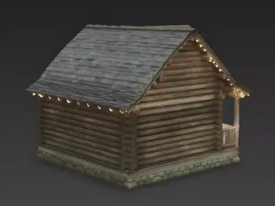 Realistic Cozy Log Cabin 3D Model 3D Model Low-poly 3D model