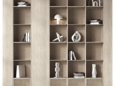 Shelves with decorative rattan inserts 3D model