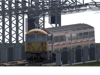 British rail class 87 intercity with  coaches 3D model