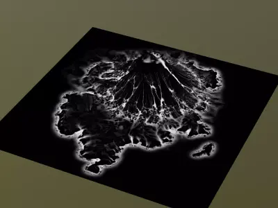 Volcanic Island Terrain Base Mesh with Erosion and Height Masks 3D model