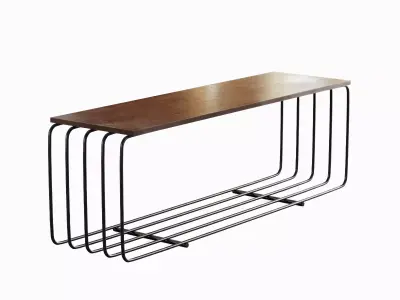 Fence Bench Set Low-poly 3D model