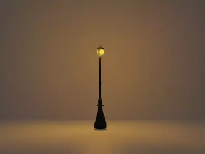 Lantern in the park with light PBR Game-ready Low-poly 3D model get