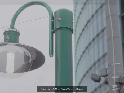 Street Light -7- Green Moss Version 3D Model Pack