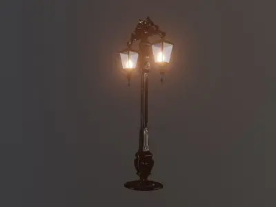 Victorian -Style Lampppost Low-poly 3D model