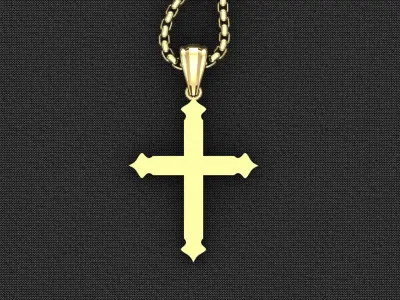 High Cross Pendant Light Gold 18K 3CP069 3D model