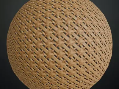 Natural Rattan Triple-Weave Lattice PBR Texture