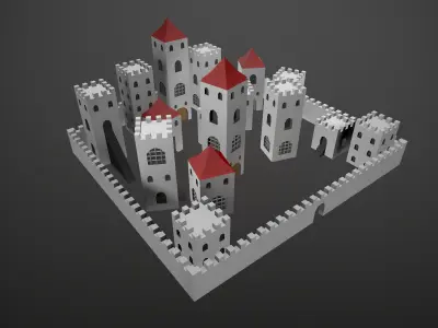 Modular Low Poly Buildings City - Pieces Low-poly 3D model