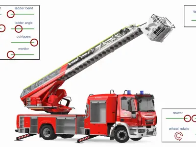  Iveco FF160 Magirus Fire Truck Rigged 
